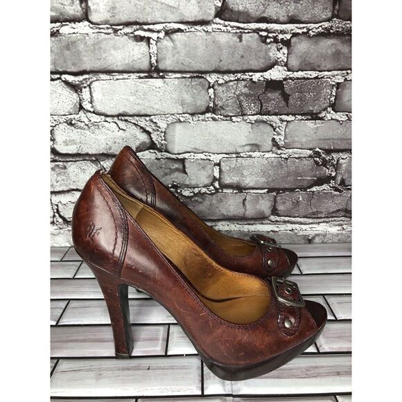 Frye Company Gail Pump Burgundy Rust Distressed Stiletto Heels Women Sz 9M US/40 - Picture 2 of 16